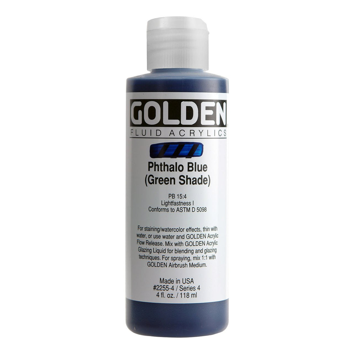 Golden Fluid Acrylic Phthalo Blue (green shade) 4 oz - merriartist.com