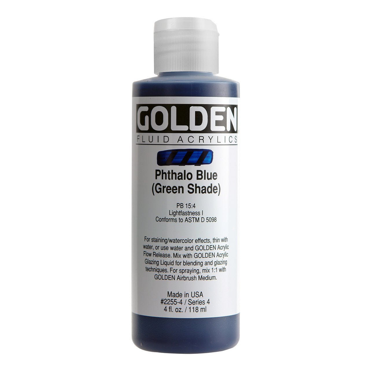 Golden Fluid Acrylic Phthalo Blue (green shade) 4 oz - merriartist.com