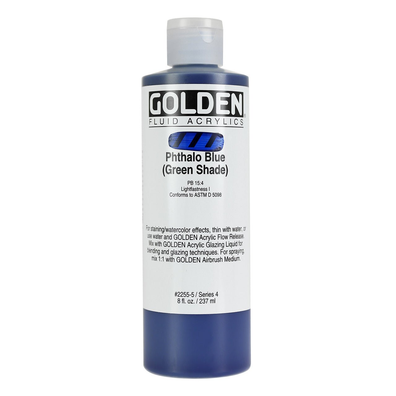 Golden Fluid Acrylic Phthalo Blue (green shade) 8 oz - merriartist.com