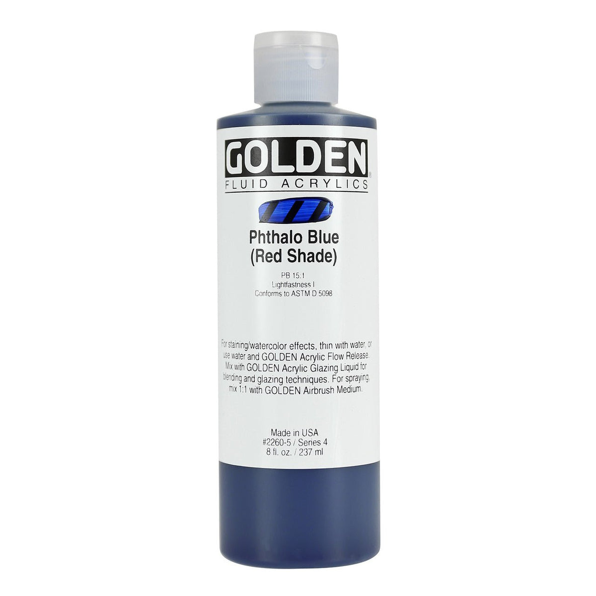 Golden Fluid Acrylic Phthalo Blue (red shade) 8 oz - merriartist.com
