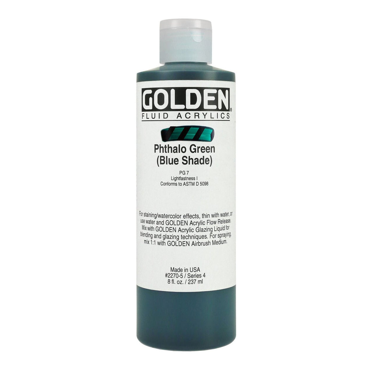 Golden Fluid Acrylic Phthalo Green (blue shade) 8 oz - merriartist.com