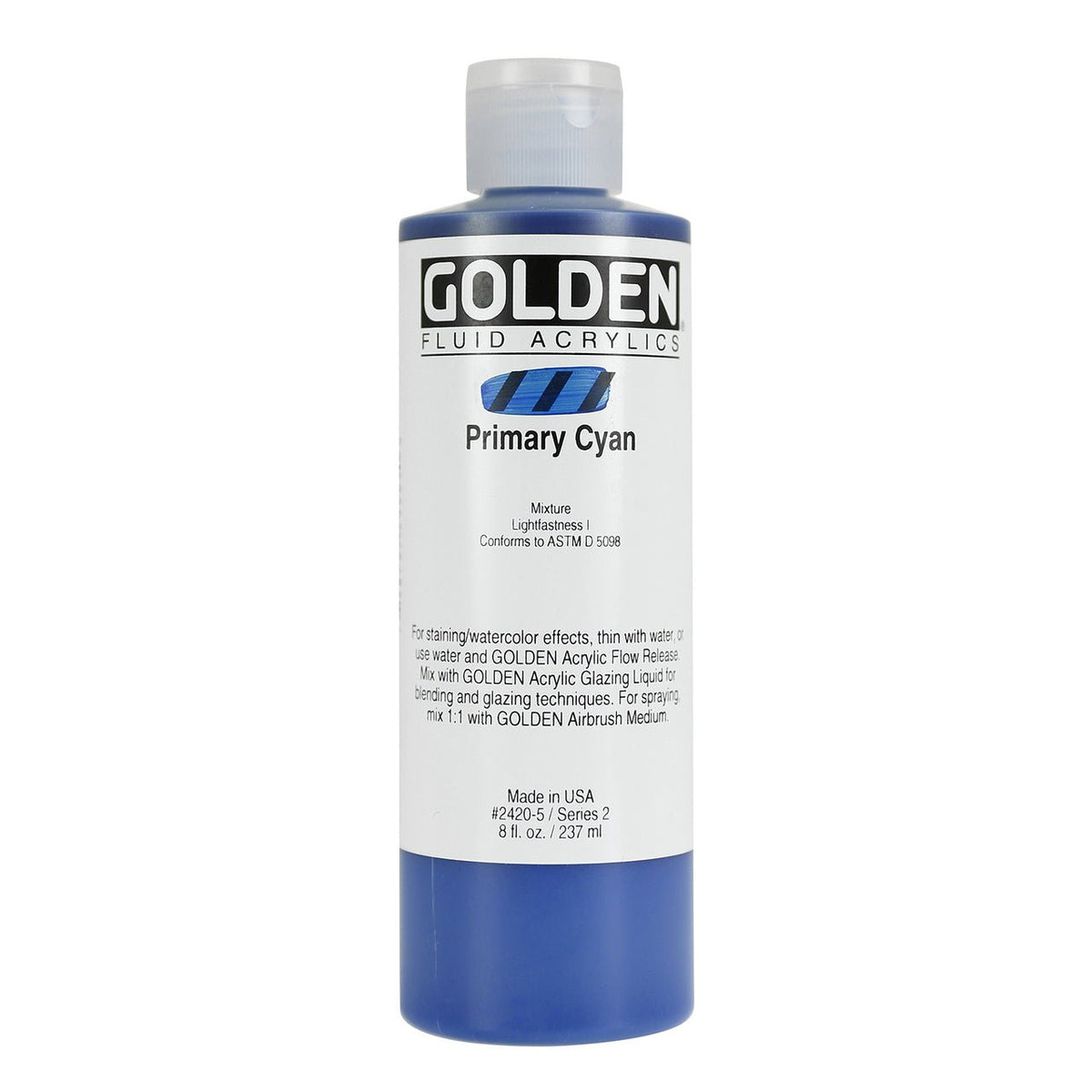 Golden Fluid Acrylic Primary Cyan 8 oz - merriartist.com