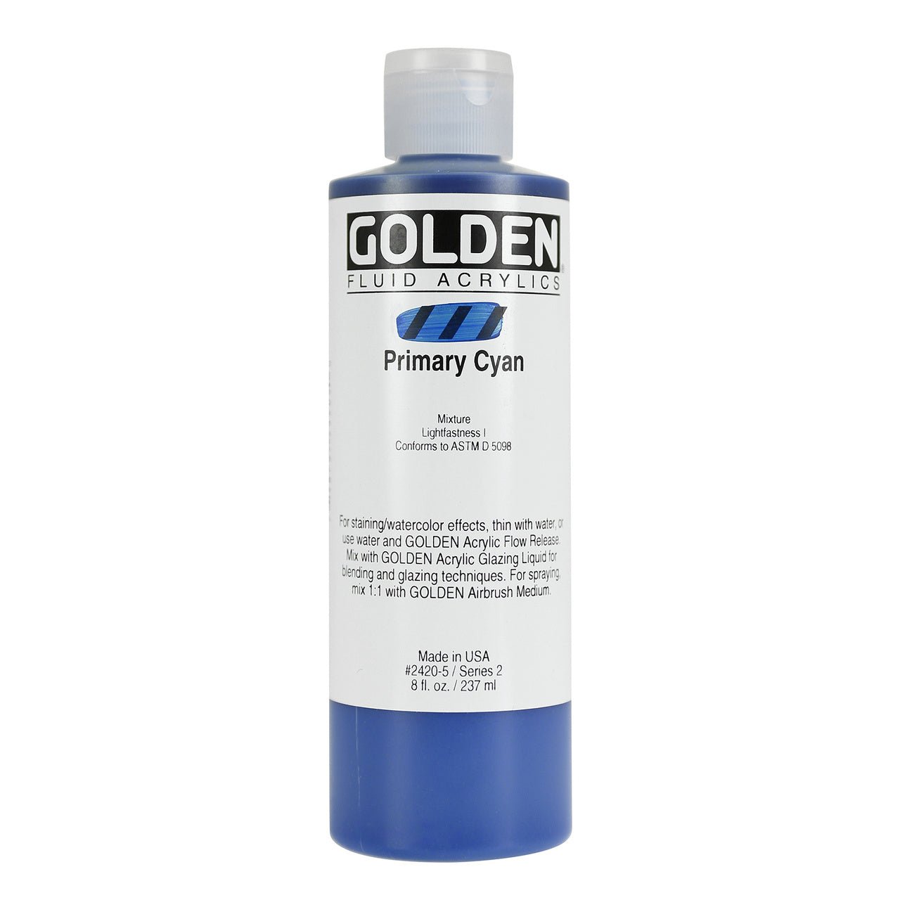 Golden Fluid Acrylic Primary Cyan 8 oz - merriartist.com