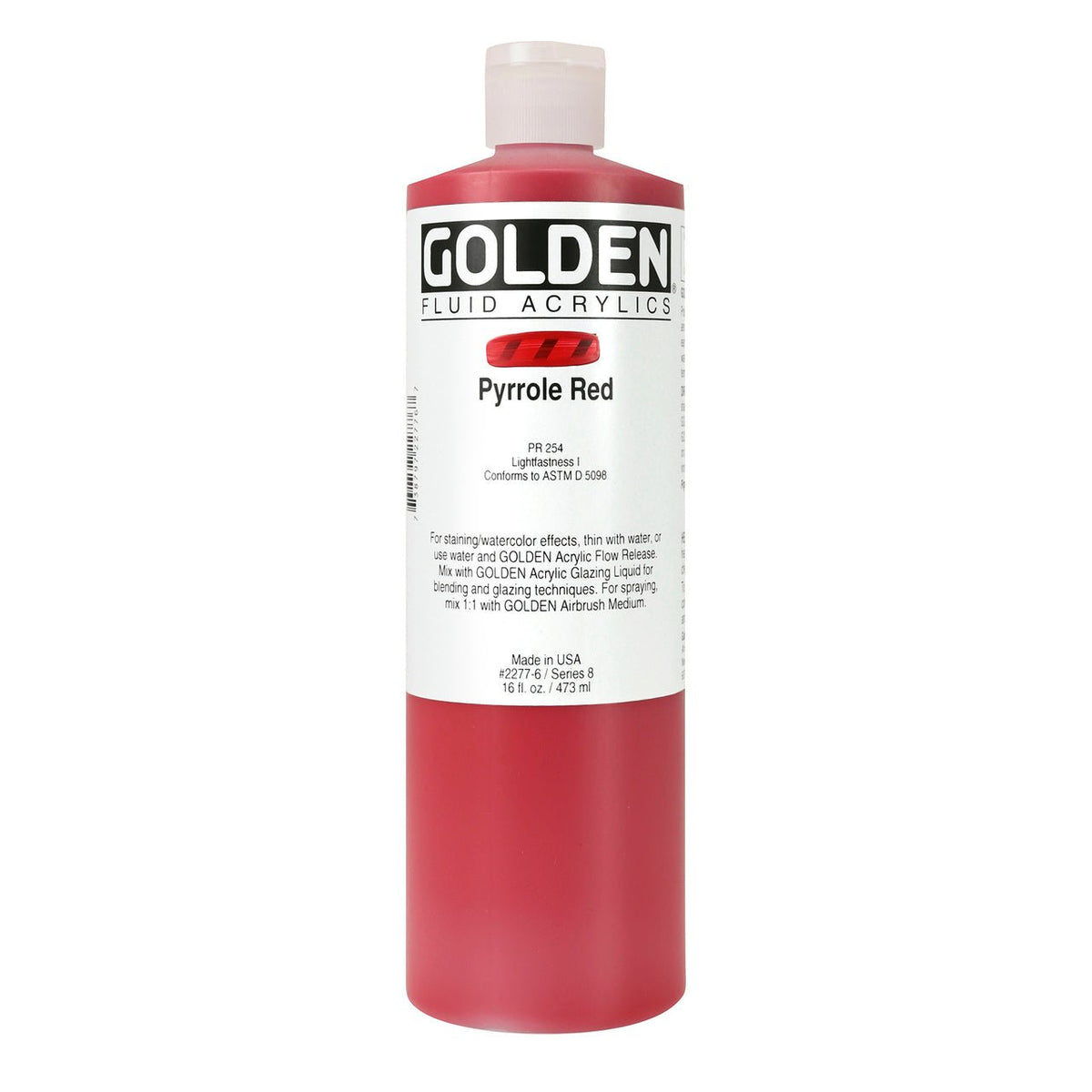 Golden Fluid Acrylic Pyrrole Red 16 oz - merriartist.com