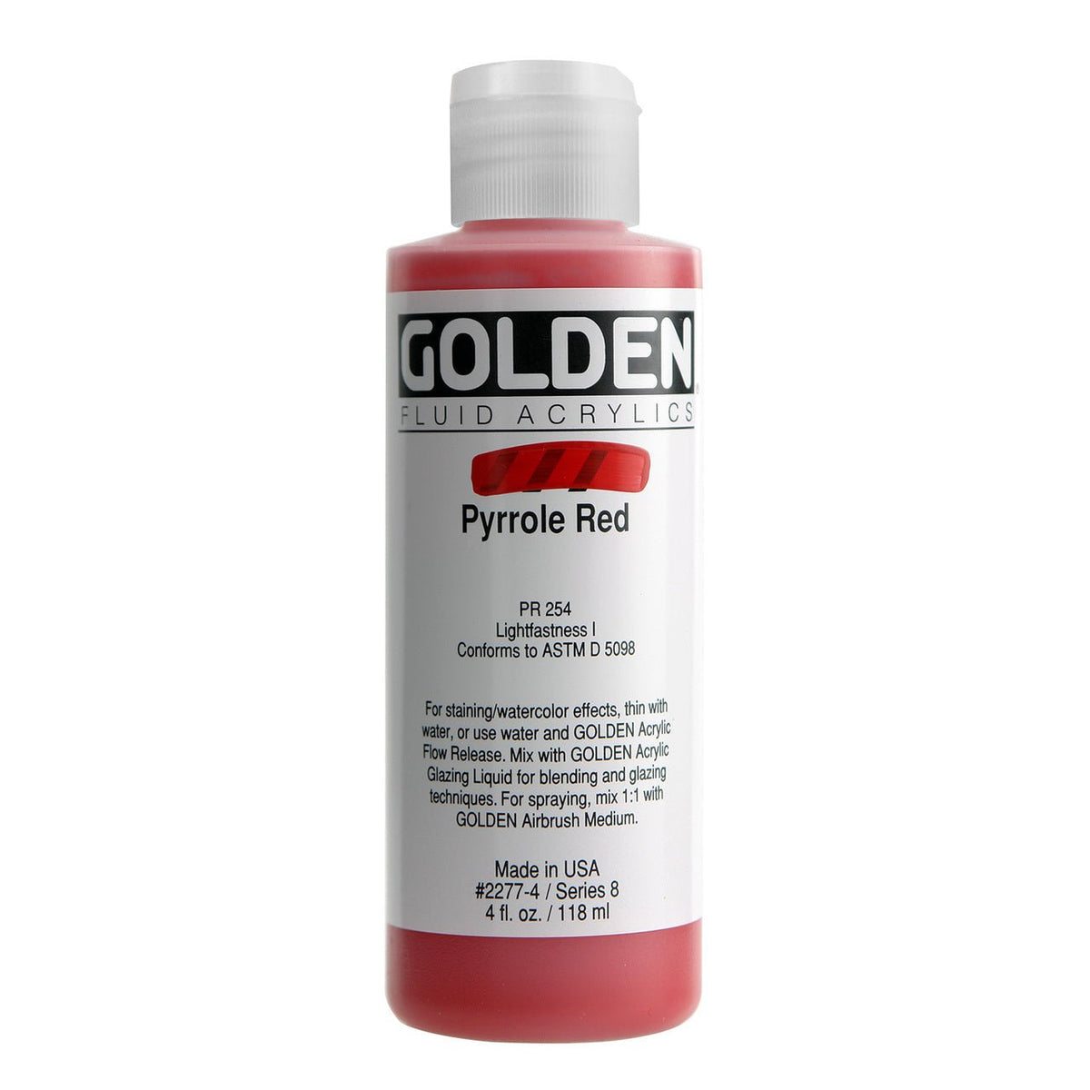 Golden Fluid Acrylic Pyrrole Red 4 oz - merriartist.com