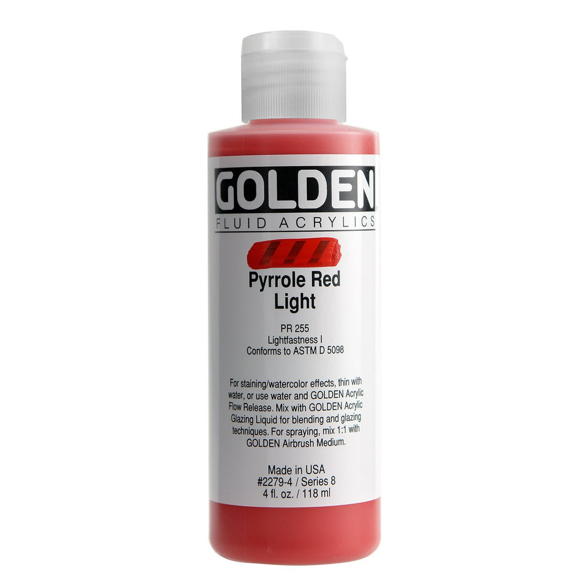 Golden Fluid Acrylic Pyrrole Red Light 4 oz - merriartist.com