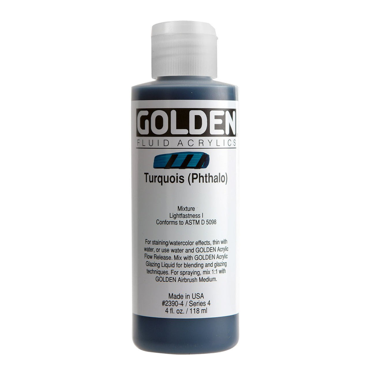 Golden Fluid Acrylic Turquoise (Phthalo) 4 oz - merriartist.com