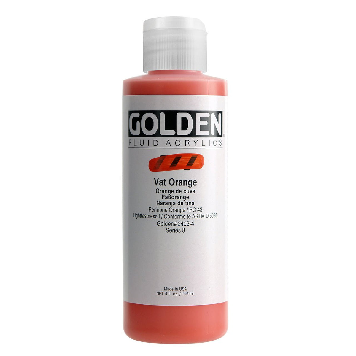 Golden Fluid Acrylic Vat Orange 4 oz - merriartist.com