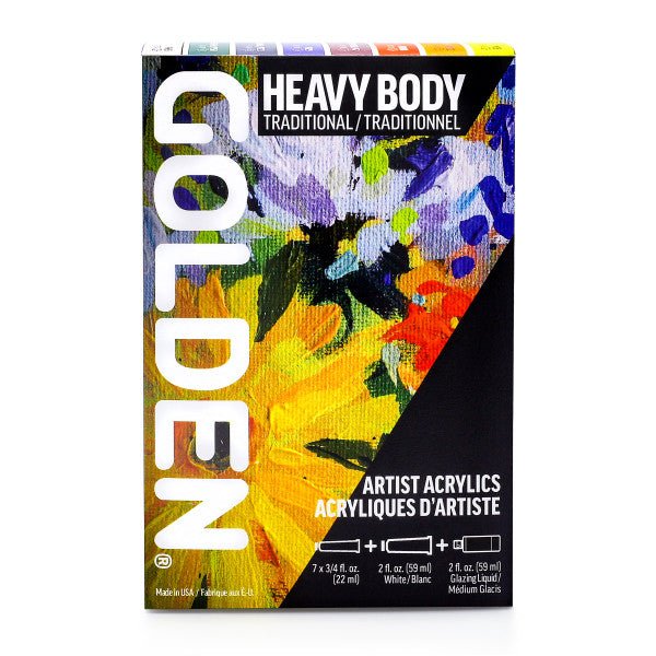 Golden Heavy Body Acrylic 7 Color Traditional Set - merriartist.com