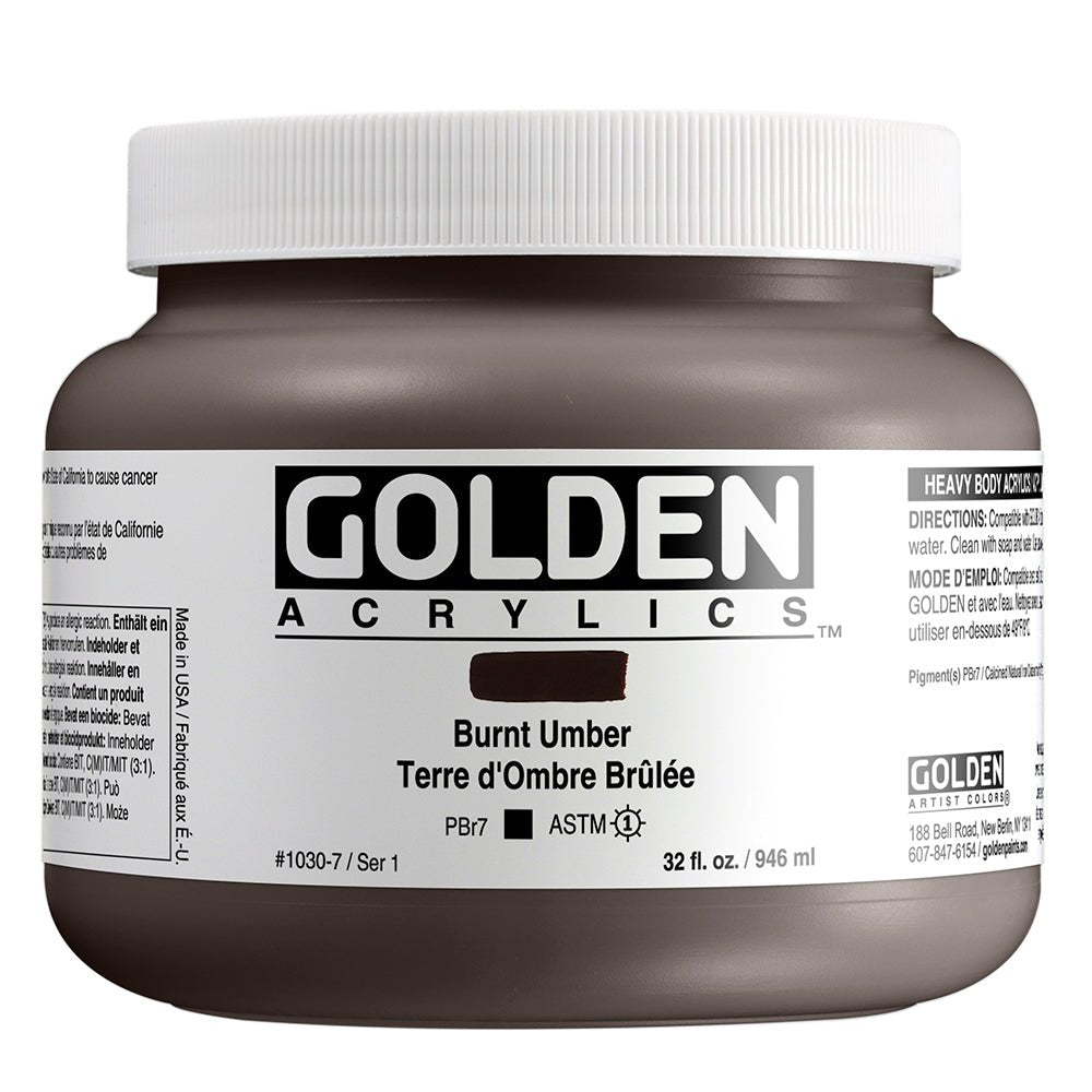 Golden Heavy Body Acrylic Burnt Umber 32 oz - merriartist.com