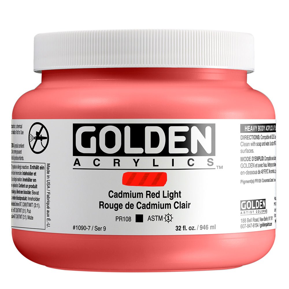 Golden Heavy Body Acrylic Cadmium Red Light 32 oz - merriartist.com