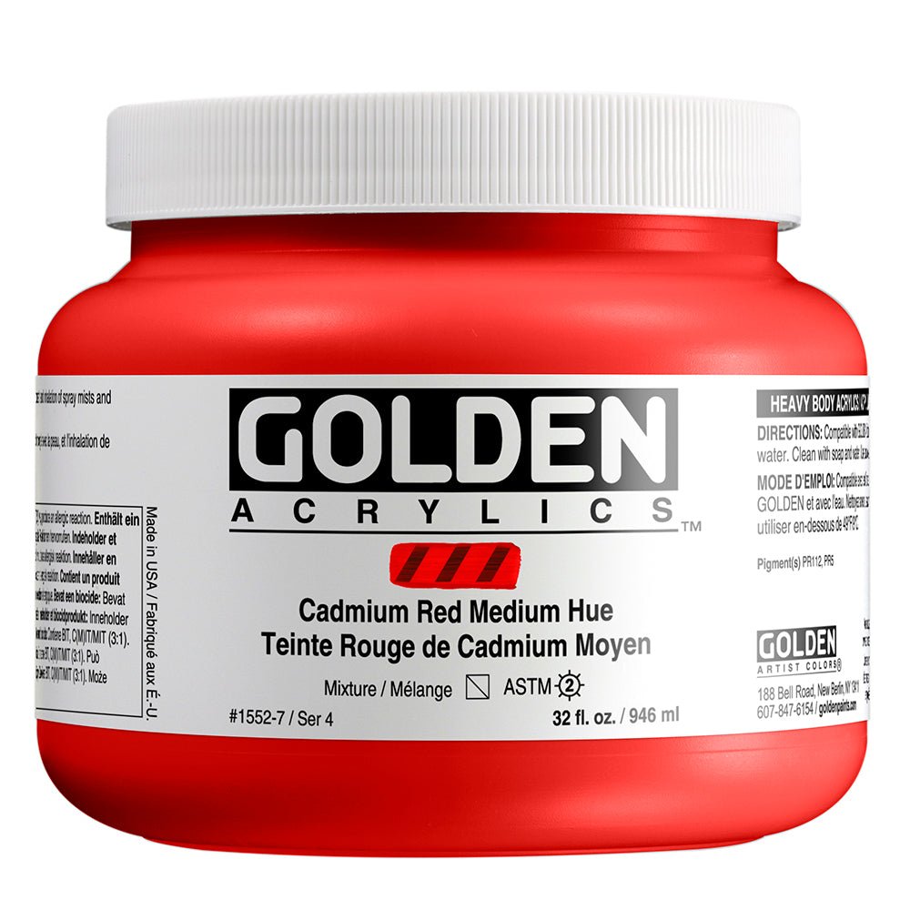 Golden Heavy Body Acrylic Cadmium Red Medium Hue 32 oz - merriartist.com