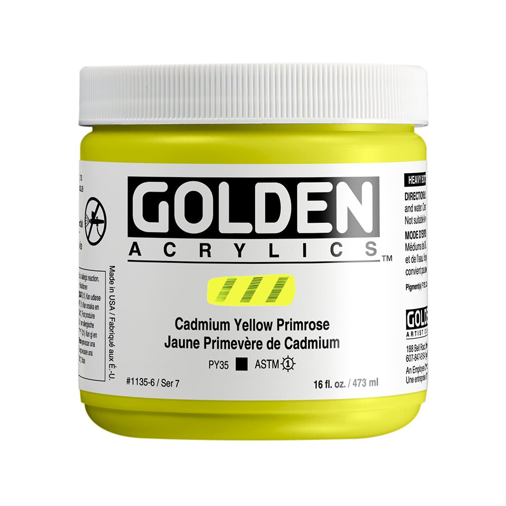 Golden Heavy Body Acrylic Cadmium Yellow Primrose 16 oz - merriartist.com