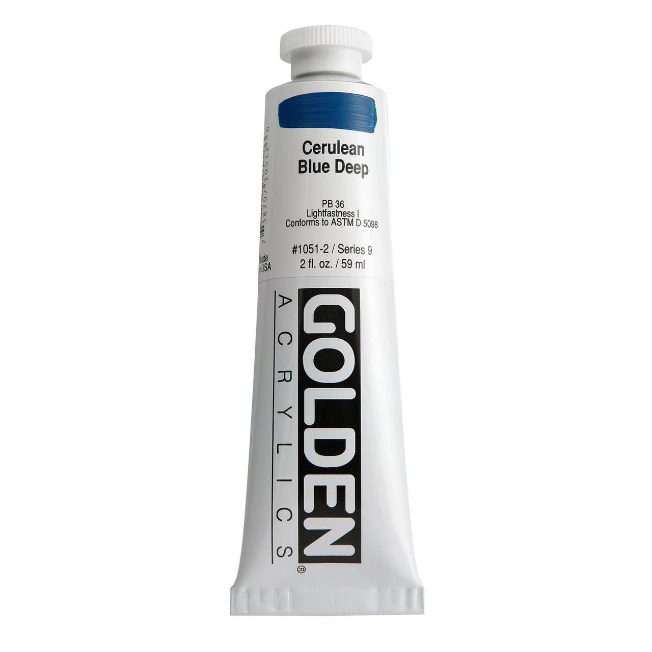 Golden Heavy Body Acrylic Cerulean Blue Deep 2 oz - merriartist.com