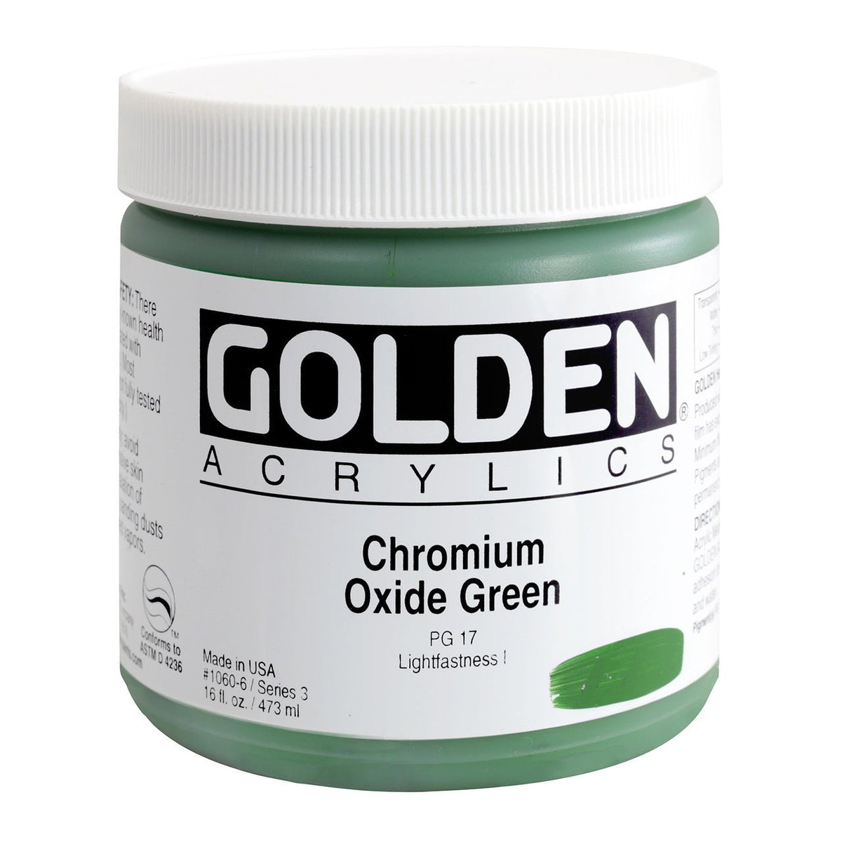 Golden Heavy Body Acrylic Chromium Oxide Green 16 oz - merriartist.com