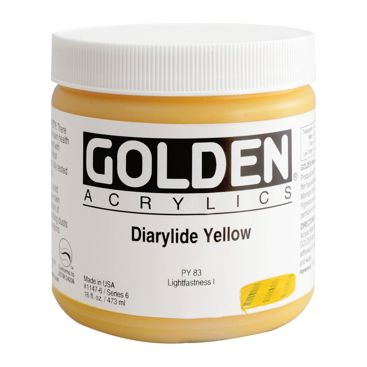 Golden Heavy Body Acrylic Diarylide Yellow 16 oz - merriartist.com