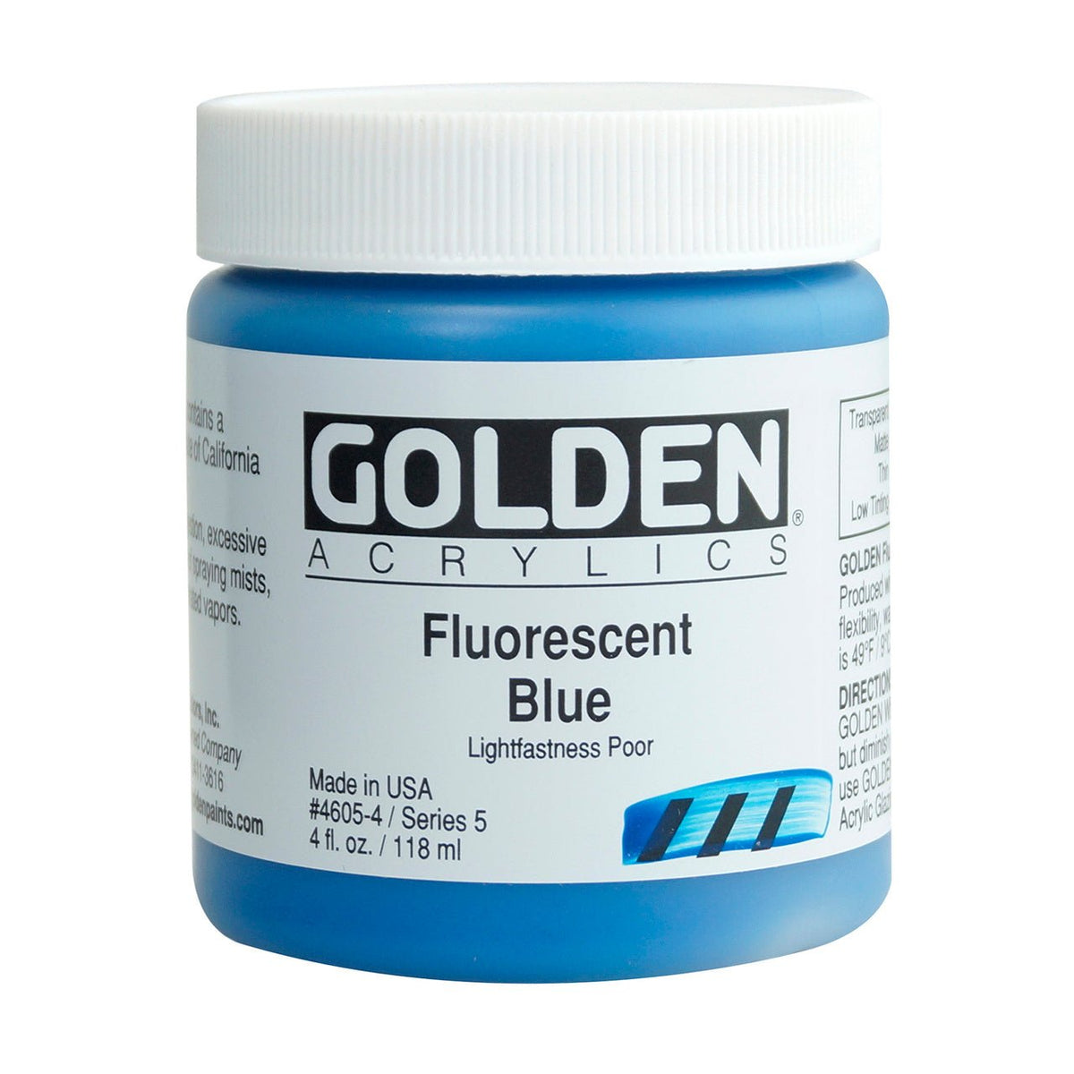 Golden Heavy Body Acrylic Fluorescent Blue 4 oz - merriartist.com