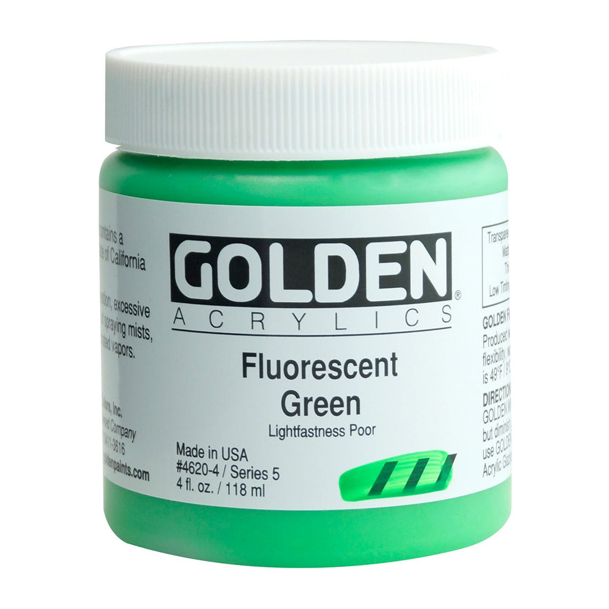 Golden Heavy Body Acrylic Fluorescent Green 4 oz - merriartist.com