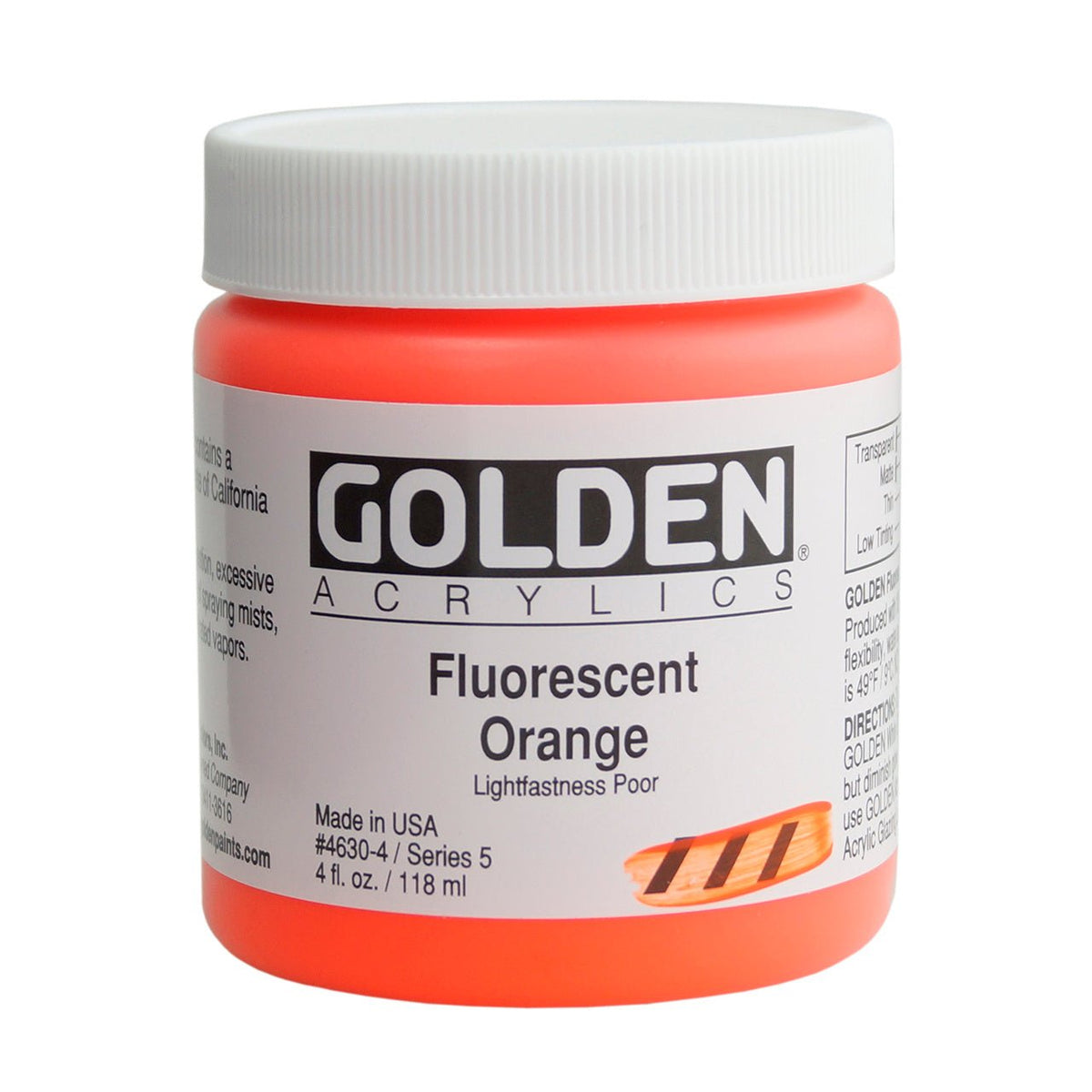 Golden Heavy Body Acrylic Fluorescent Orange 4 oz - merriartist.com