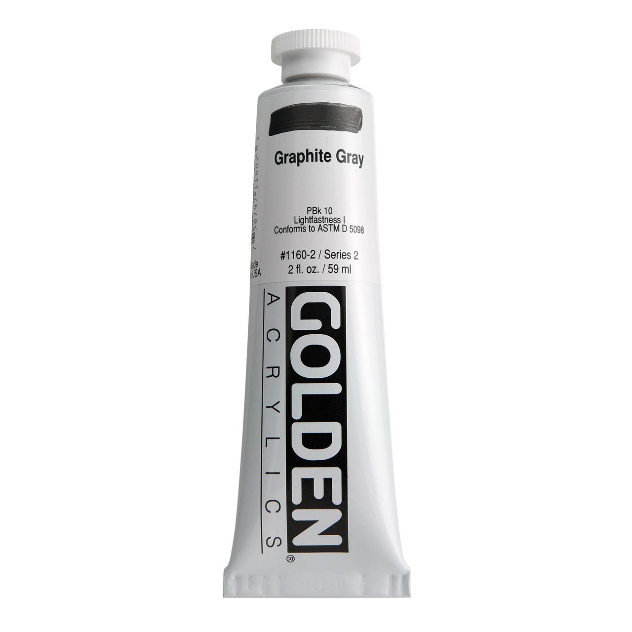 Golden Heavy Body Acrylic Graphite Gray 2 oz - merriartist.com