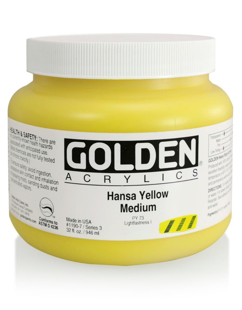 Golden Heavy Body Acrylic Hansa Yellow Medium 32 oz - merriartist.com
