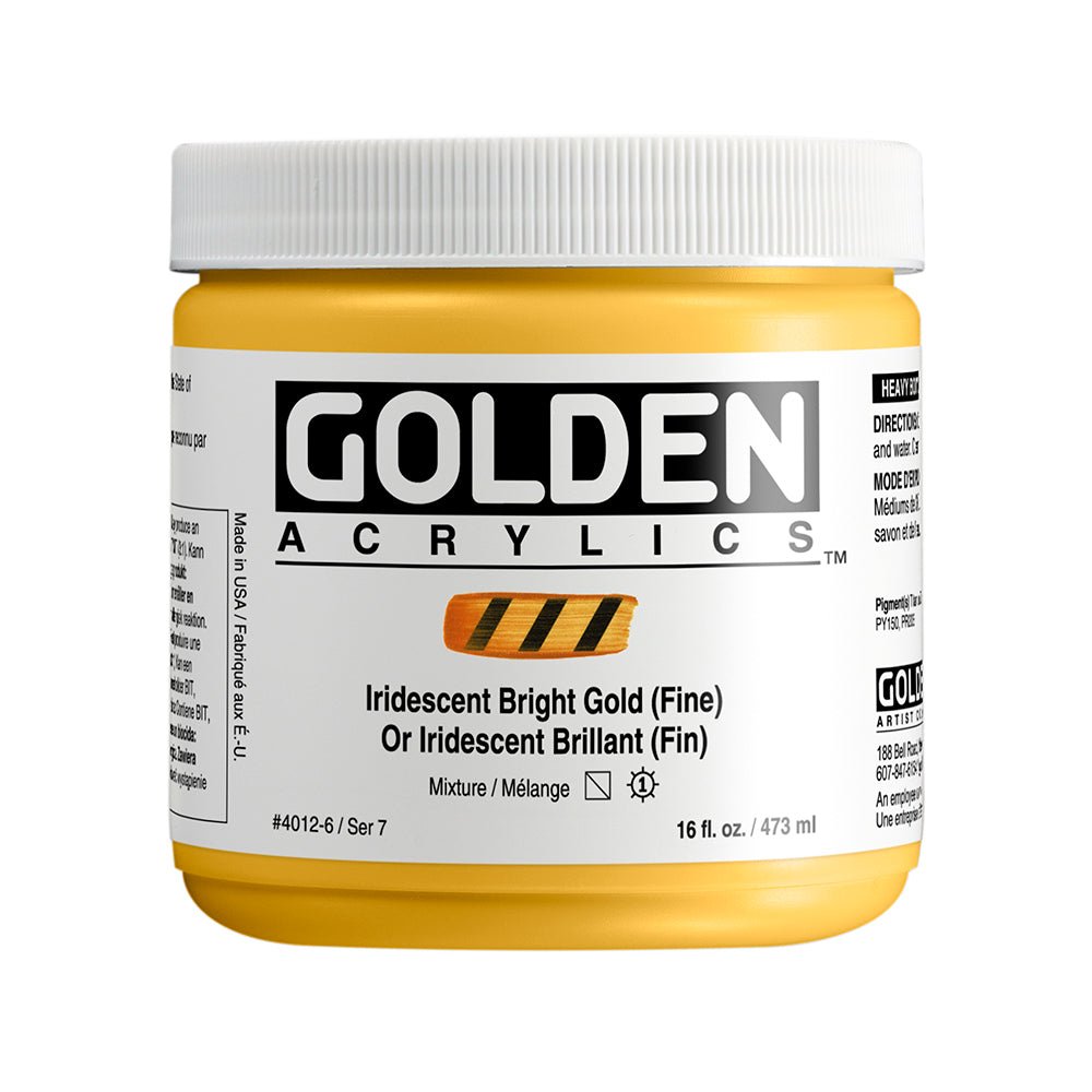 Golden Heavy Body Acrylic Iridescent Bright Gold (fine) 16 oz - merriartist.com