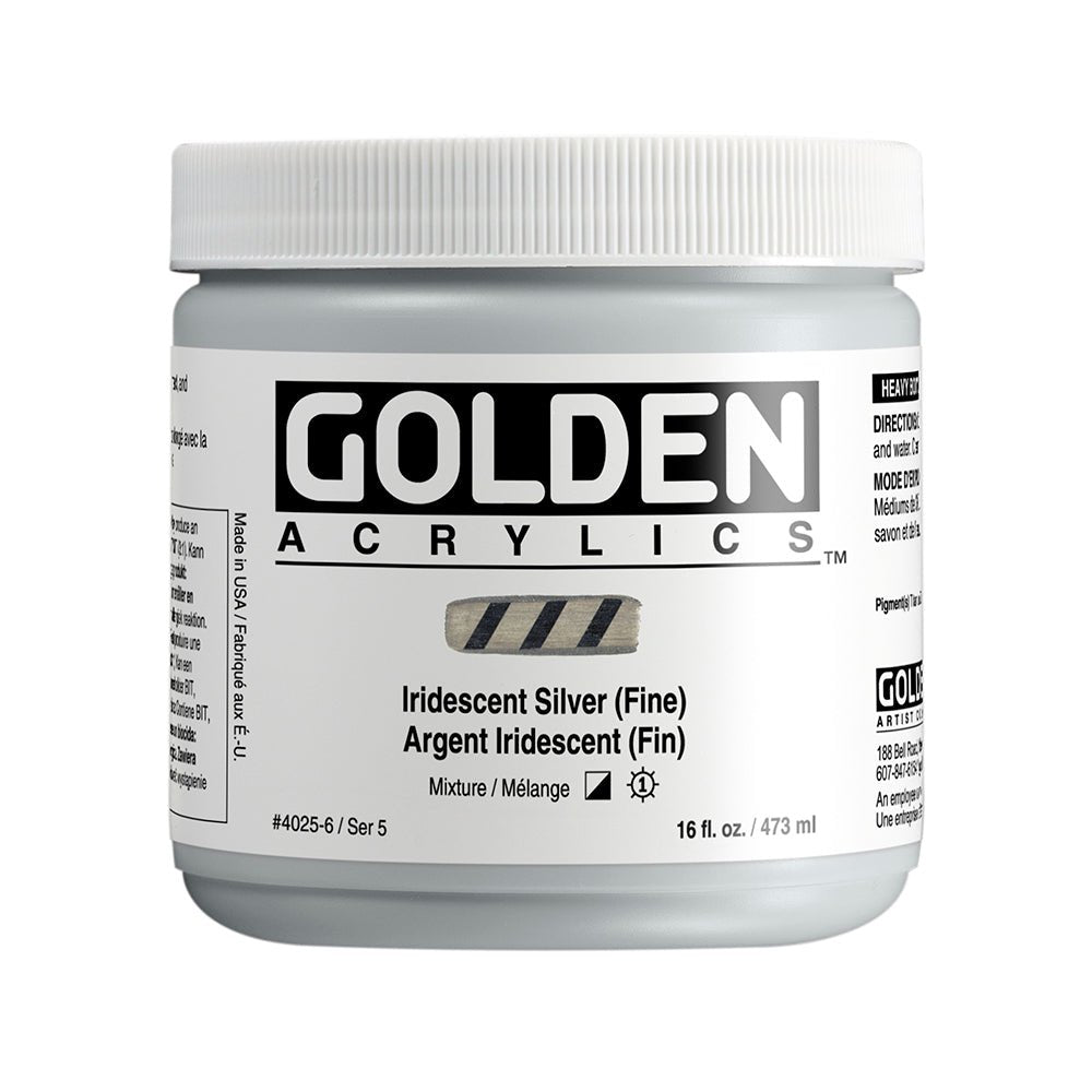 Golden Heavy Body Acrylic Iridescent Silver (fine) 16 oz - merriartist.com