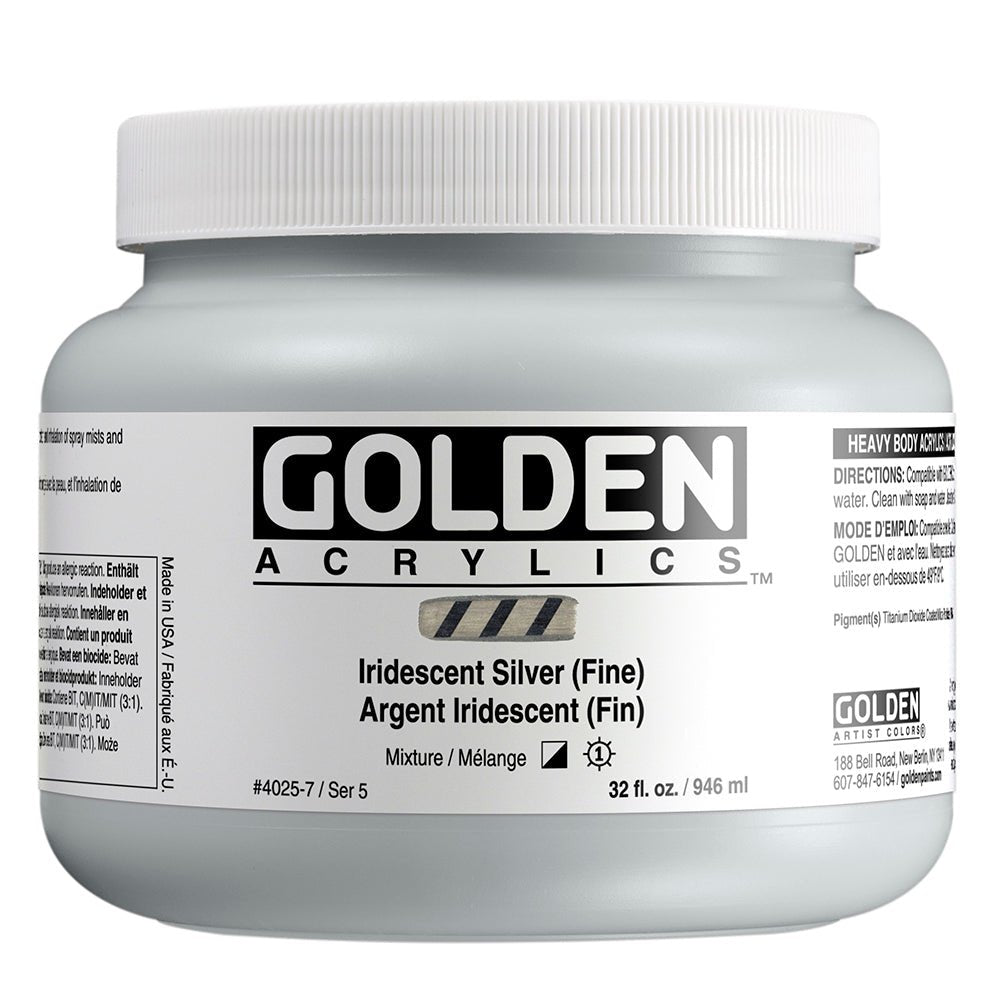 Golden Heavy Body Acrylic Iridescent Silver (fine) 32 oz - merriartist.com