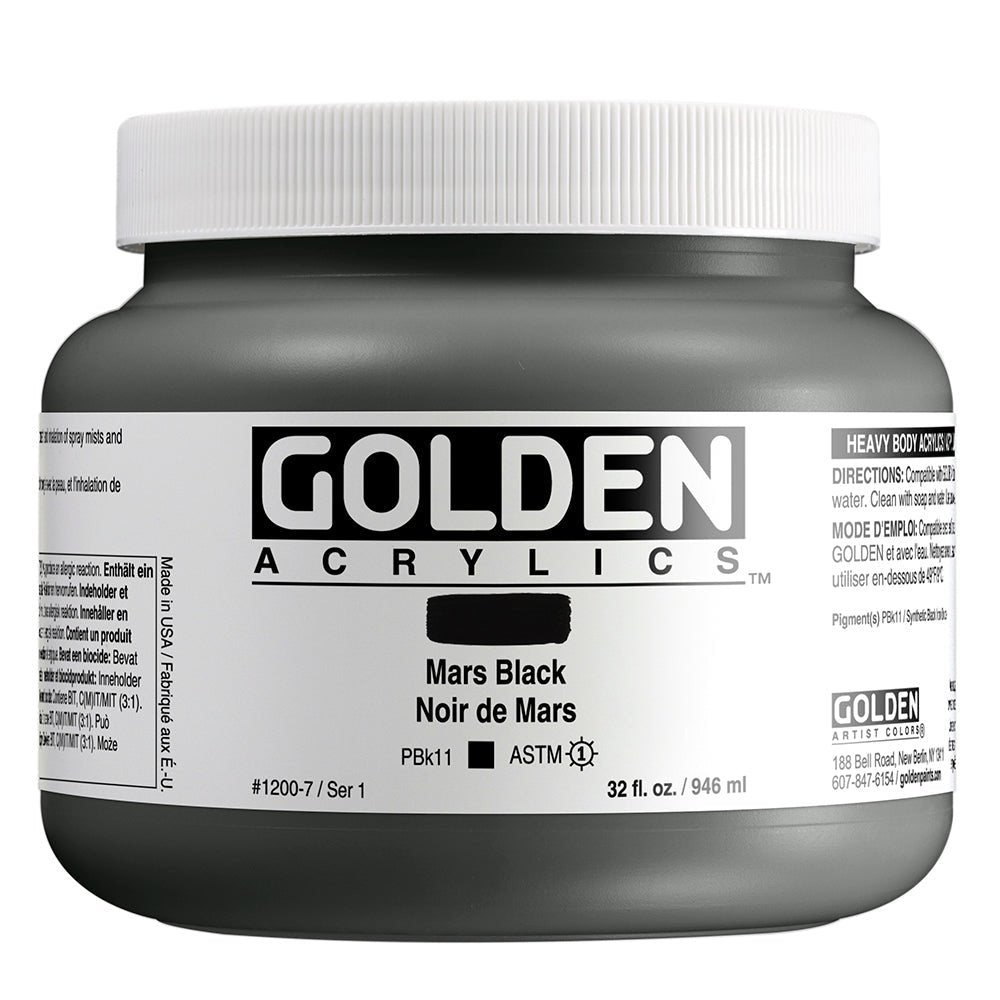 Golden Heavy Body Acrylic Mars Black 32 oz - merriartist.com