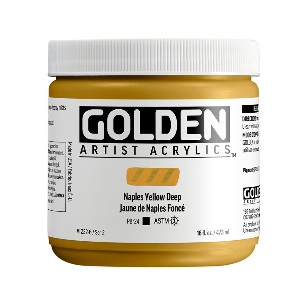 Golden Heavy Body Acrylic Naples Yellow Deep 16 oz (pre-order) - The Merri Artist - merriartist.com