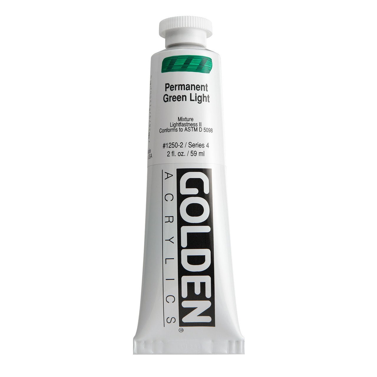 Golden Heavy Body Acrylic Permanent Green Light 2 oz - merriartist.com