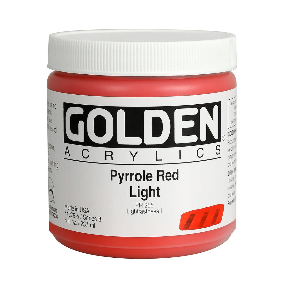 Golden Heavy Body Acrylic Pyrrole Red Light 8 oz - merriartist.com