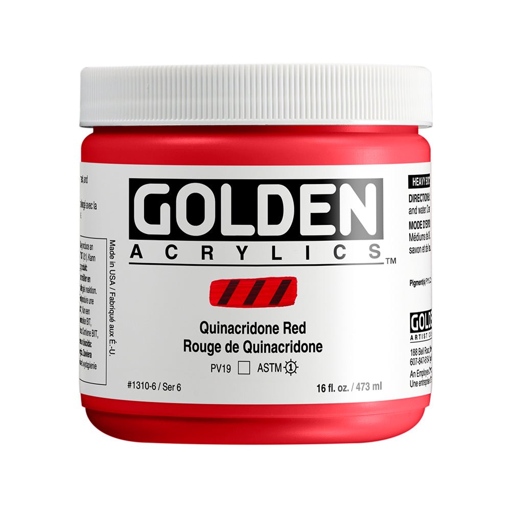 Golden Heavy Body Acrylic Quinacridone Red 16 oz - merriartist.com