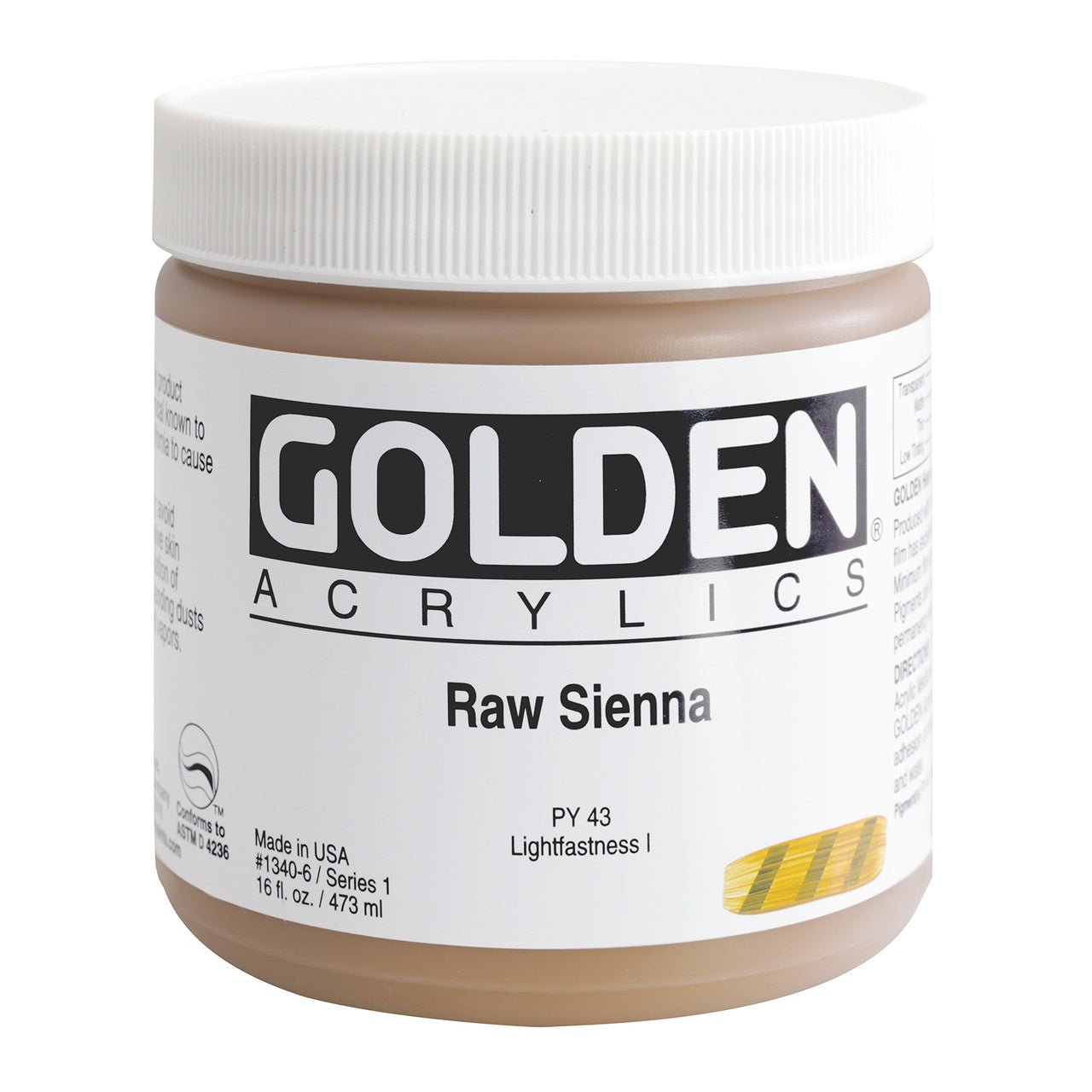 Golden Heavy Body Acrylic Raw Sienna 16 oz - merriartist.com