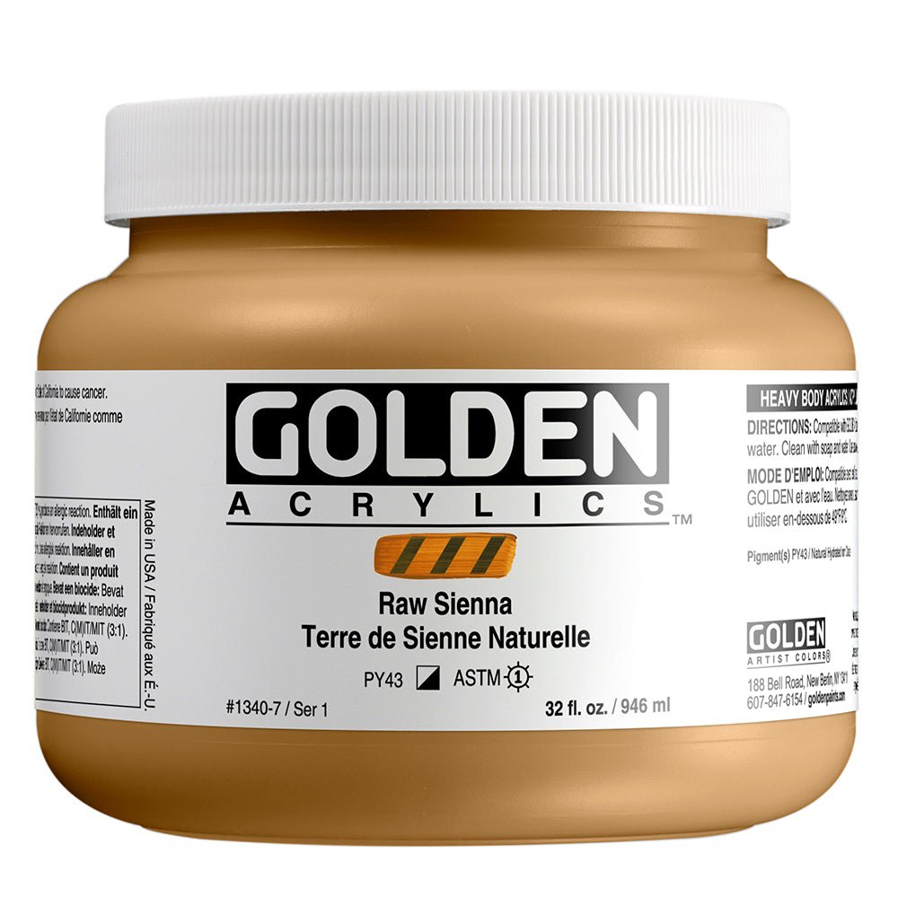 Golden Heavy Body Acrylic Raw Sienna 32 oz - merriartist.com