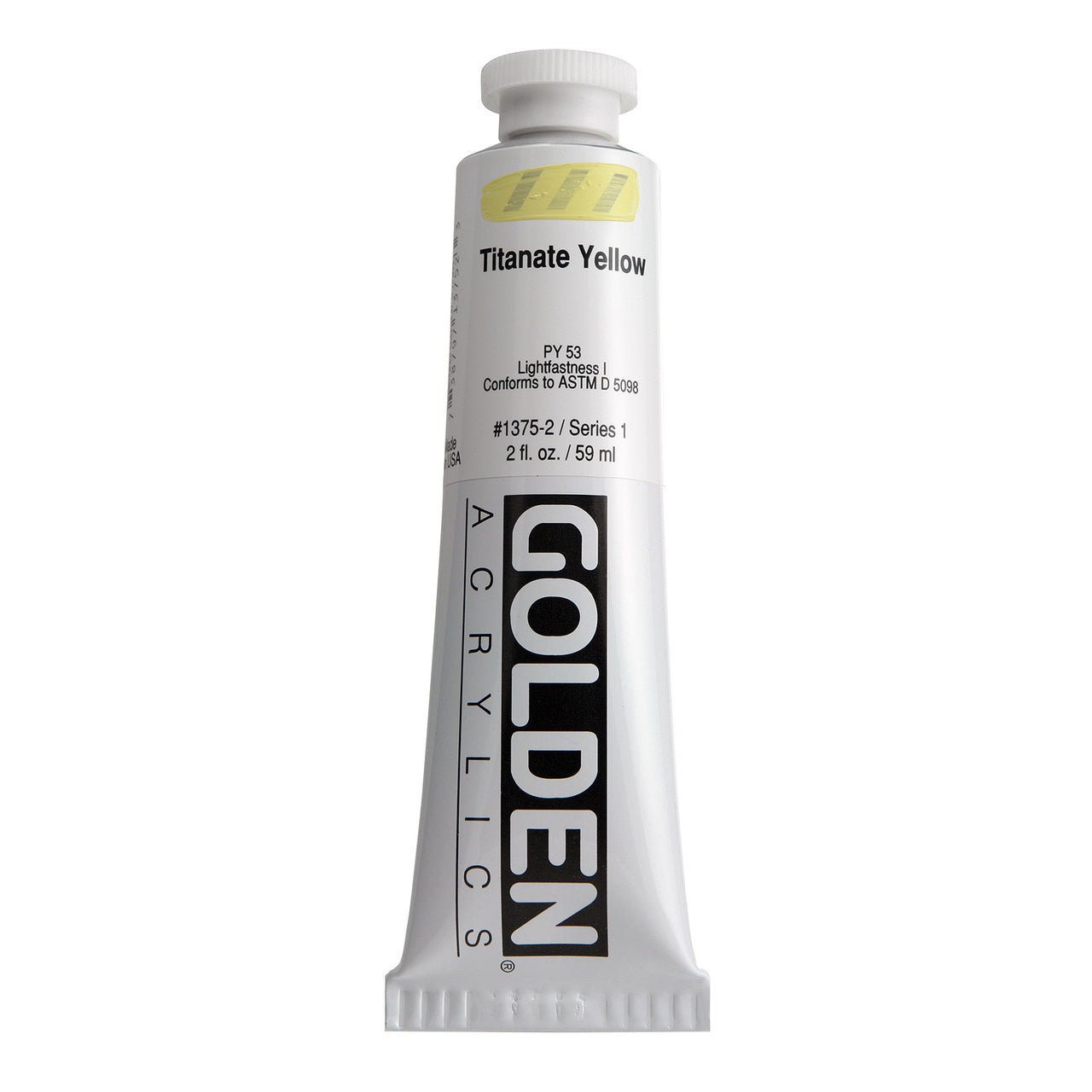 Golden Heavy Body Acrylic Titanate Yellow 2 oz - merriartist.com
