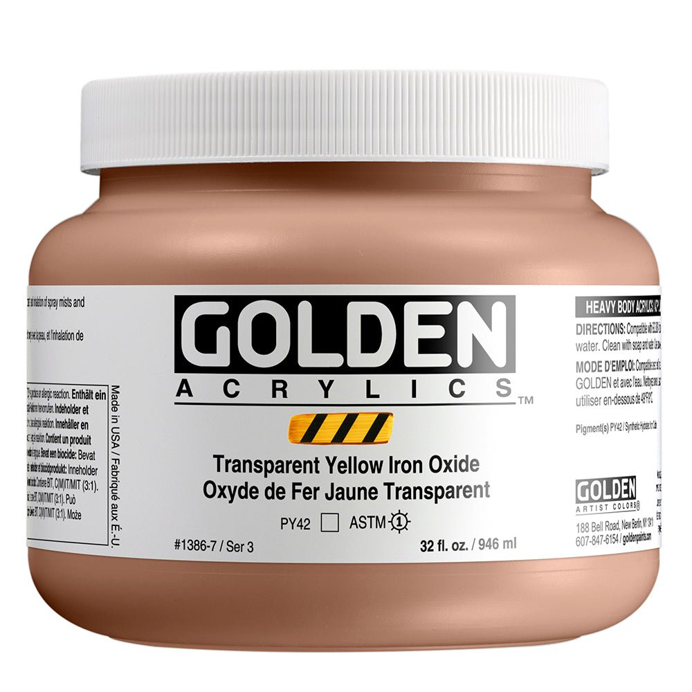 Golden Heavy Body Acrylic Transparent Yellow Iron Oxide 32 oz - merriartist.com