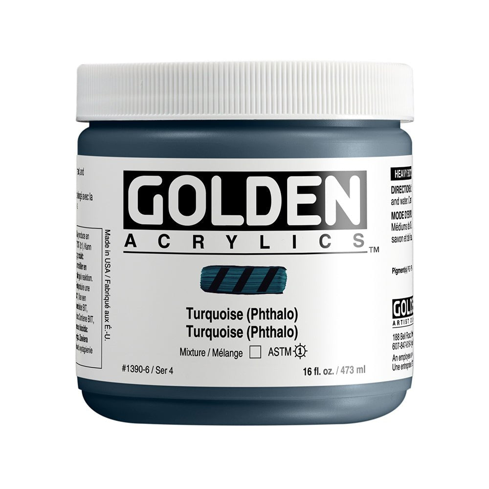 Golden Heavy Body Acrylic Turquoise (phthalo) 16 oz - merriartist.com