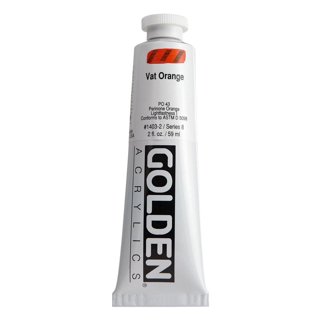 Golden Heavy Body Acrylic Vat Orange 2 oz - merriartist.com