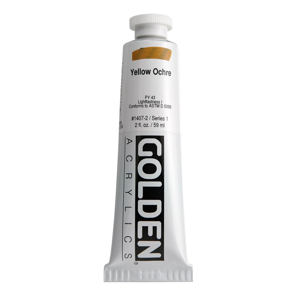 Golden Heavy Body Acrylic Yellow Ochre 2 oz - merriartist.com