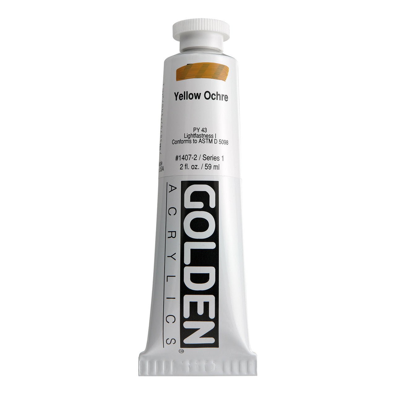 Golden Heavy Body Acrylic Yellow Ochre 2 oz - merriartist.com