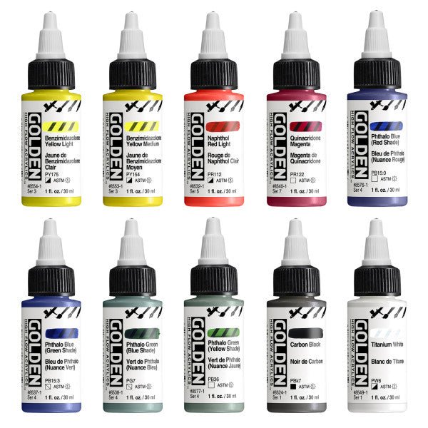 Golden High Flow Acrylic 10 Color Mixing Set - merriartist.com