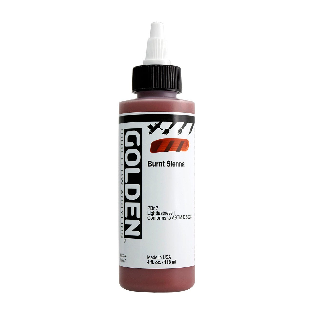 Golden High Flow Acrylic Burnt Sienna 4 oz - merriartist.com