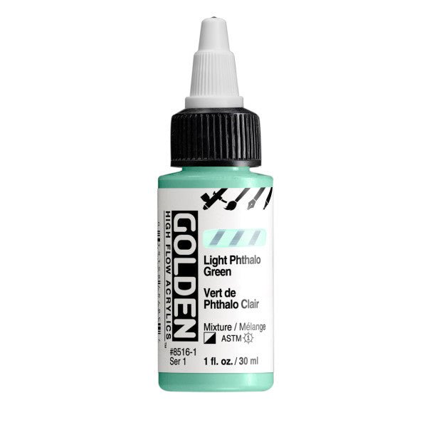 Golden High Flow Acrylic Light Phthalo Green 1 oz - merriartist.com