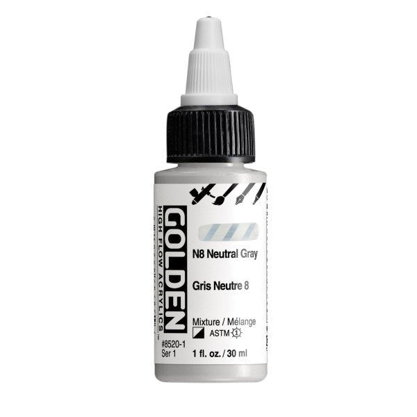 Golden High Flow Acrylic N8 Neutral Gray 1 oz - merriartist.com