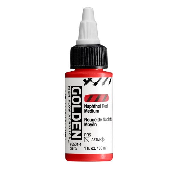 Golden High Flow Acrylic Naphthol Red Medium 1 oz - merriartist.com