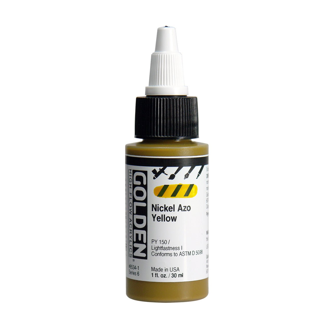 Golden High Flow Acrylic Nickel Azo Yellow 1 oz - merriartist.com