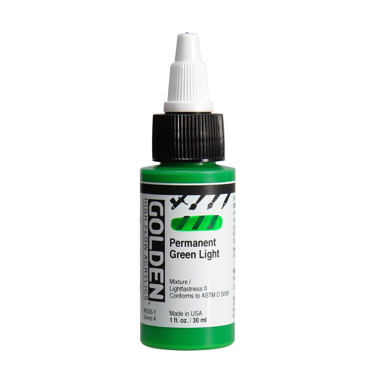 Golden High Flow Acrylic Permanent Green Light 1 oz - merriartist.com