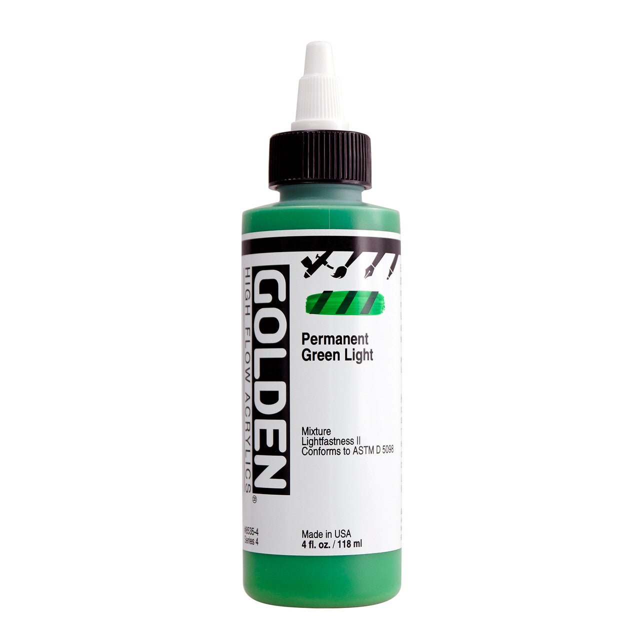 Golden High Flow Acrylic Permanent Green Light 4 oz - merriartist.com