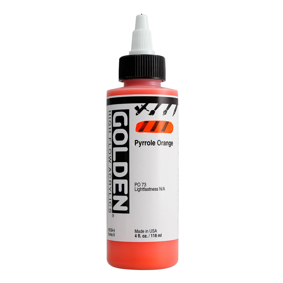 Golden High Flow Acrylic Pyrrole Orange 4 oz - merriartist.com